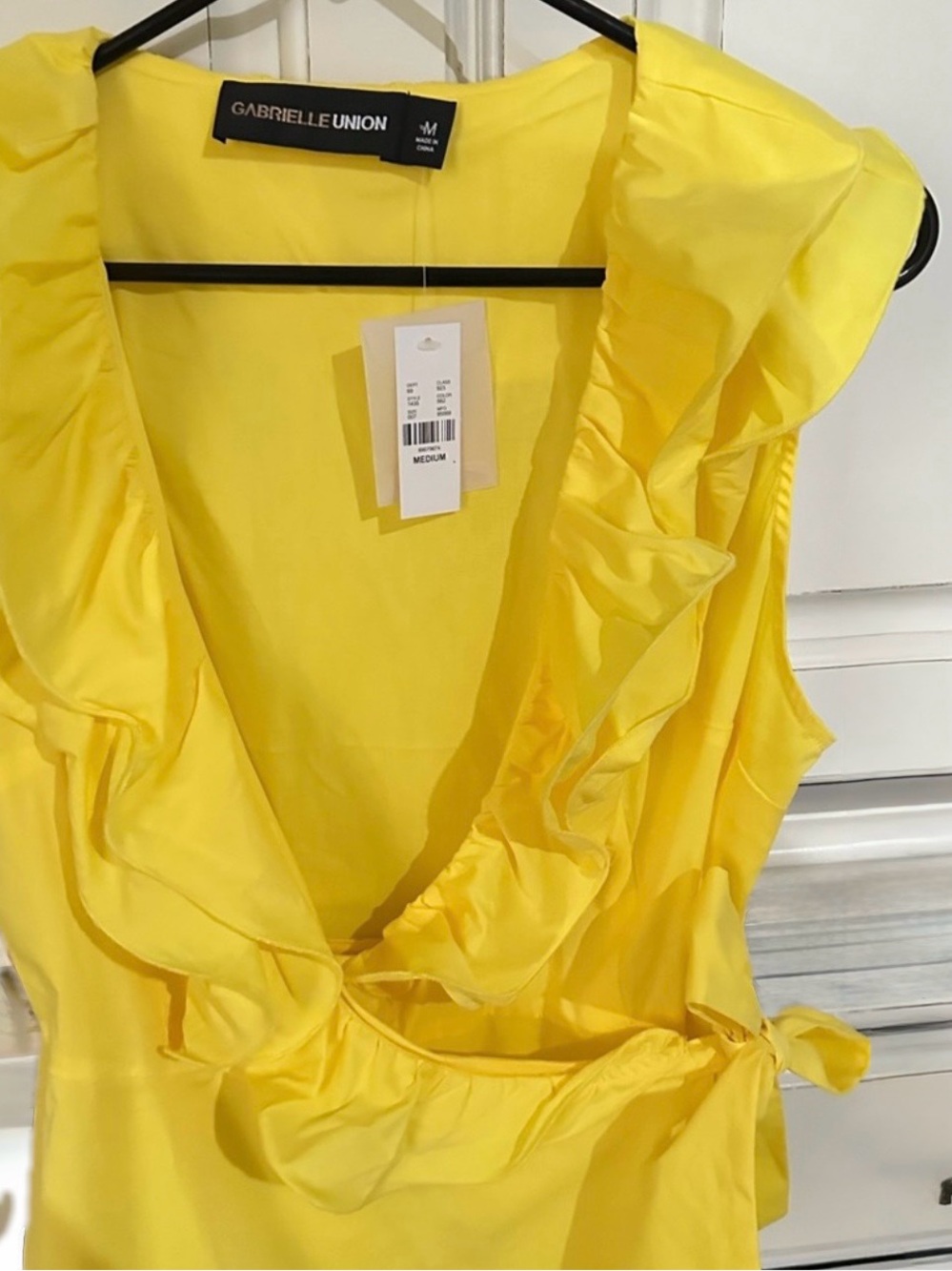 Gabrielle Union Yellow Ruffle Wrap Blouse